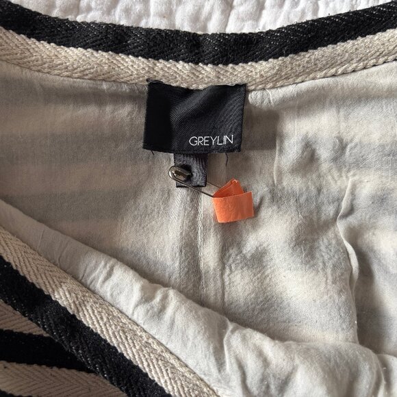 Sz8 Anthro Greylin Woven Chevron Striped Circle Skirt - Picture 8 of 12